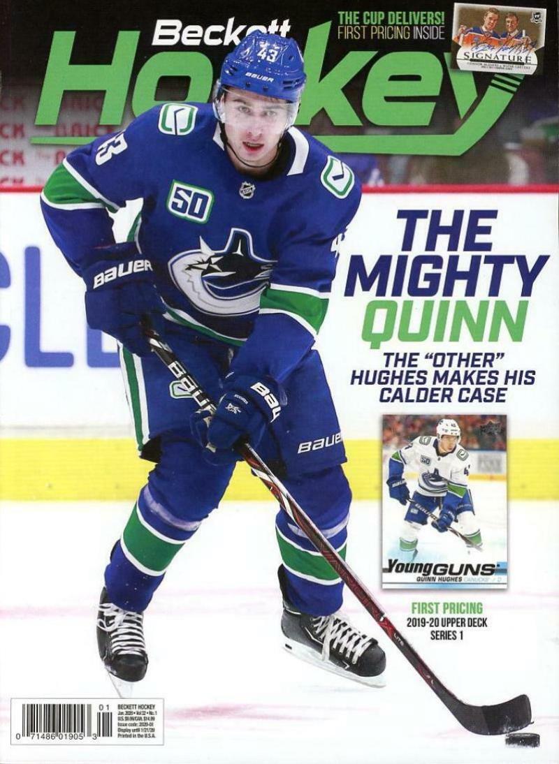 January 2020 Beckett Hockey Monthly Magazine - Quinn Hughes Cover