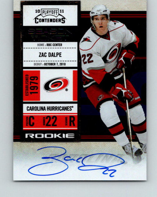 2010-11 Playoff Contenders Rookie Tickets Autograph Zac Dalpe RC 07740 Image 1