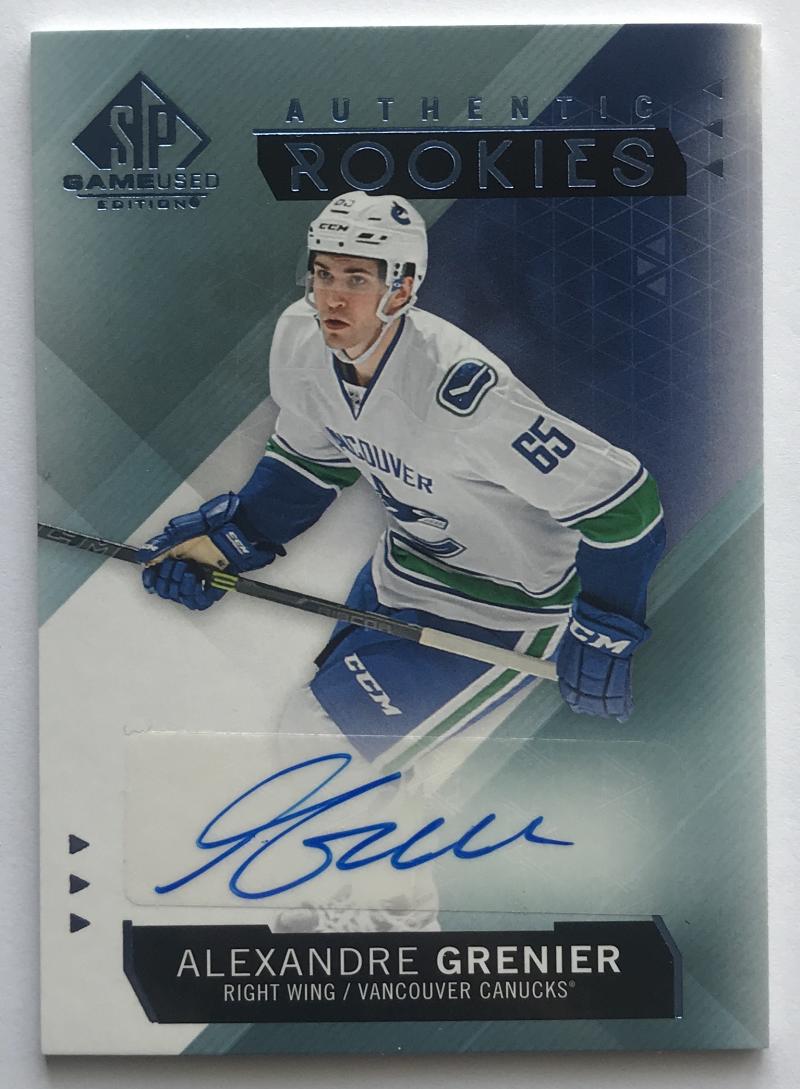 2015-16 SP Game Used Autographs Blue Alexandre Grenier Auto Rookie RC 07748