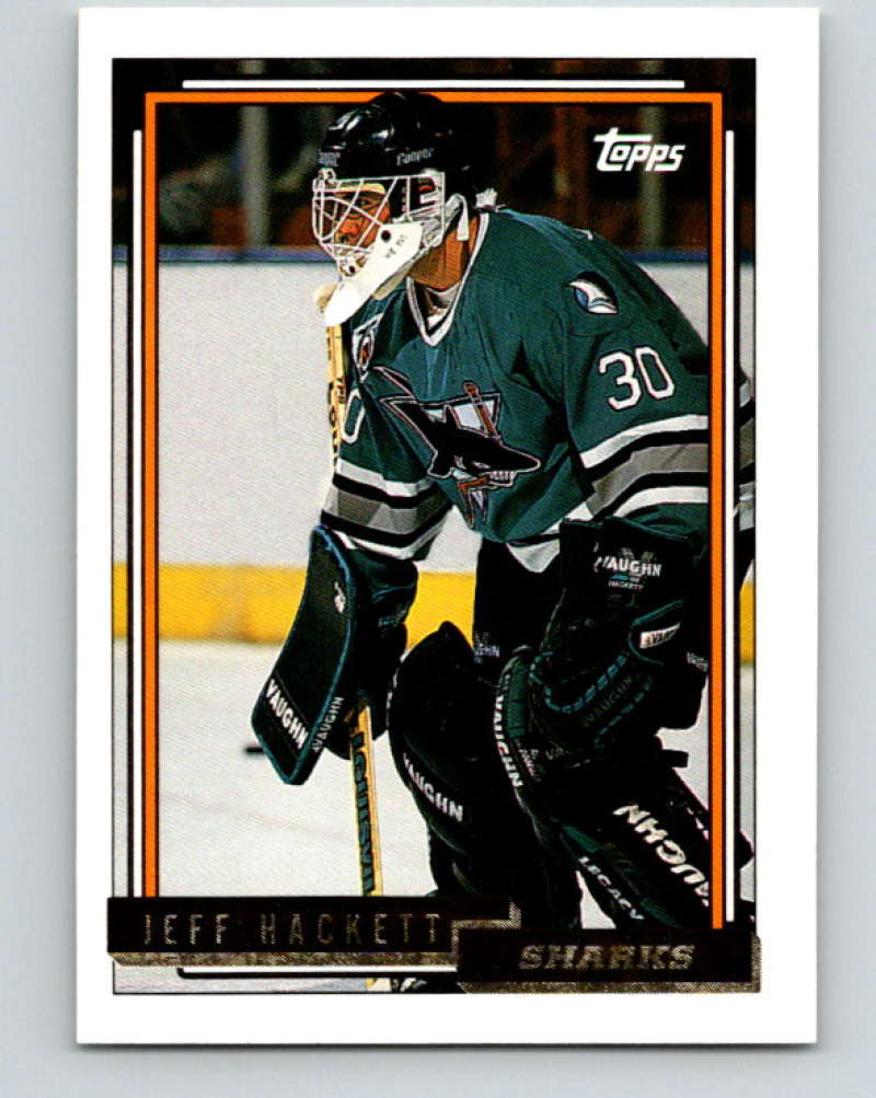 1992-93 Topps Gold #185G Jeff Hackett Mint San Jose Sharks  Image 1