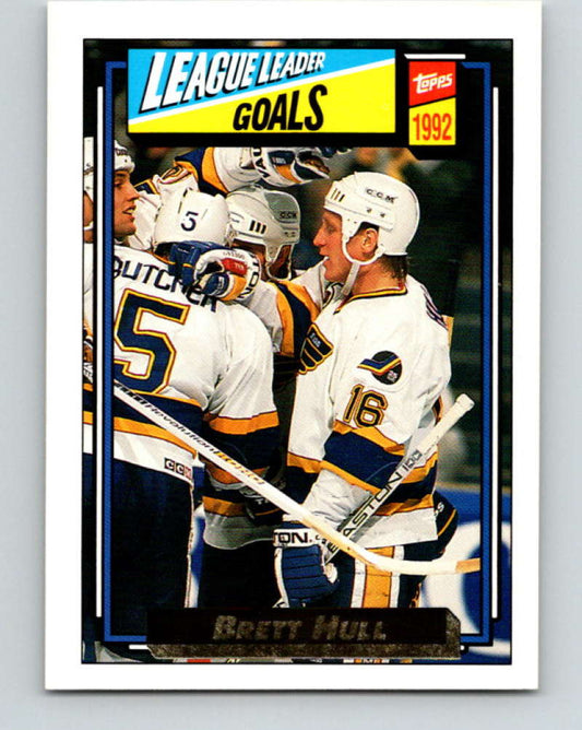 1992-93 Topps Gold #340G Brett Hull LL Mint St. Louis Blues  Image 1