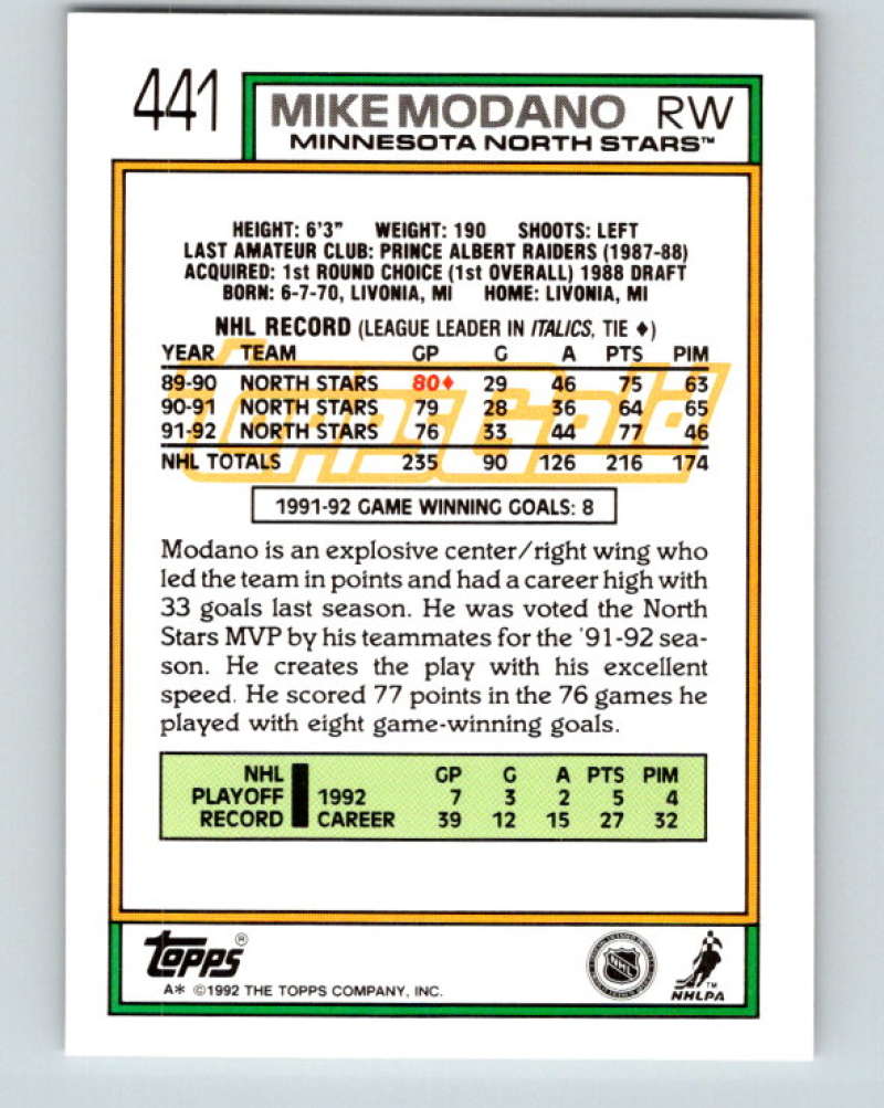 1992-93 Topps Gold #441G Mike Modano Mint Minnesota North Stars