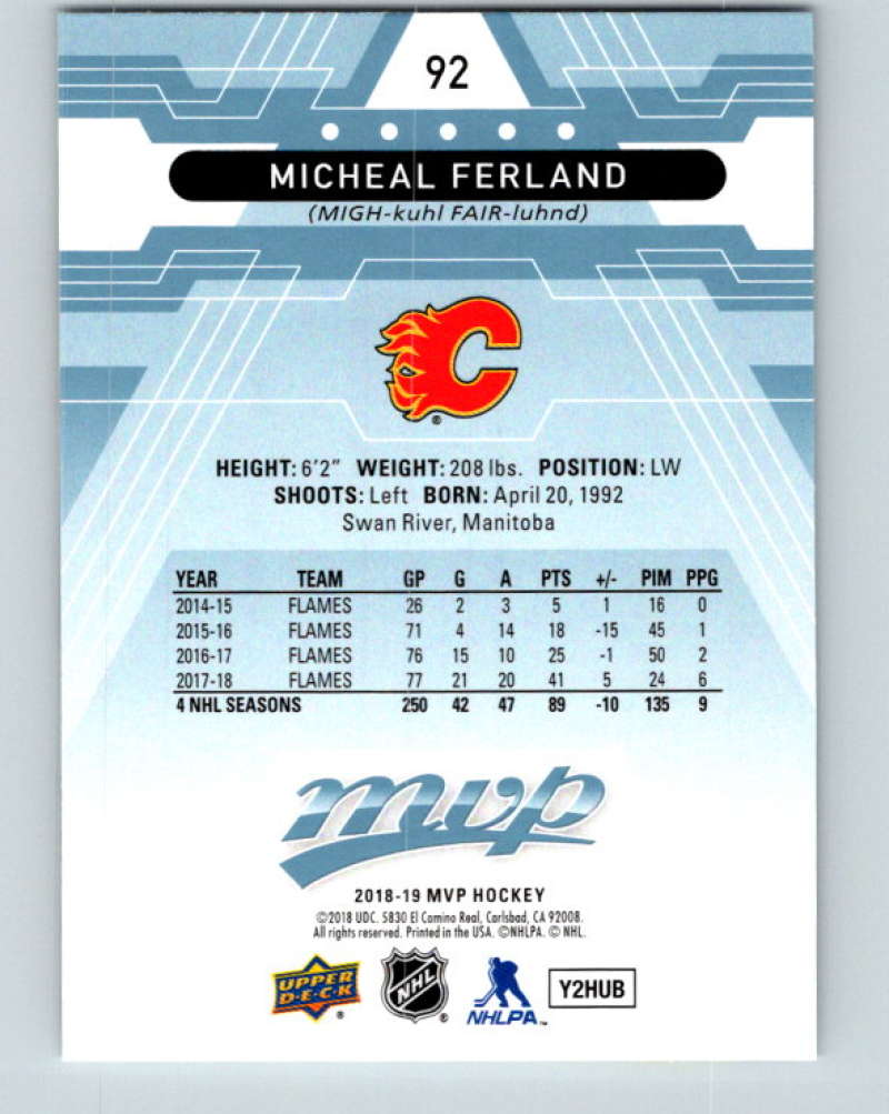 2018-19 Upper Deck MVP #92 Micheal Ferland Mint Calgary Flames  Image 2