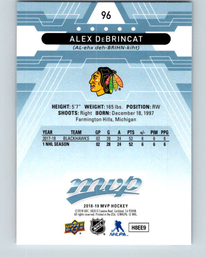 2018-19 Upper Deck MVP #96 Alex DeBrincat Mint Chicago Blackhawks  Image 2