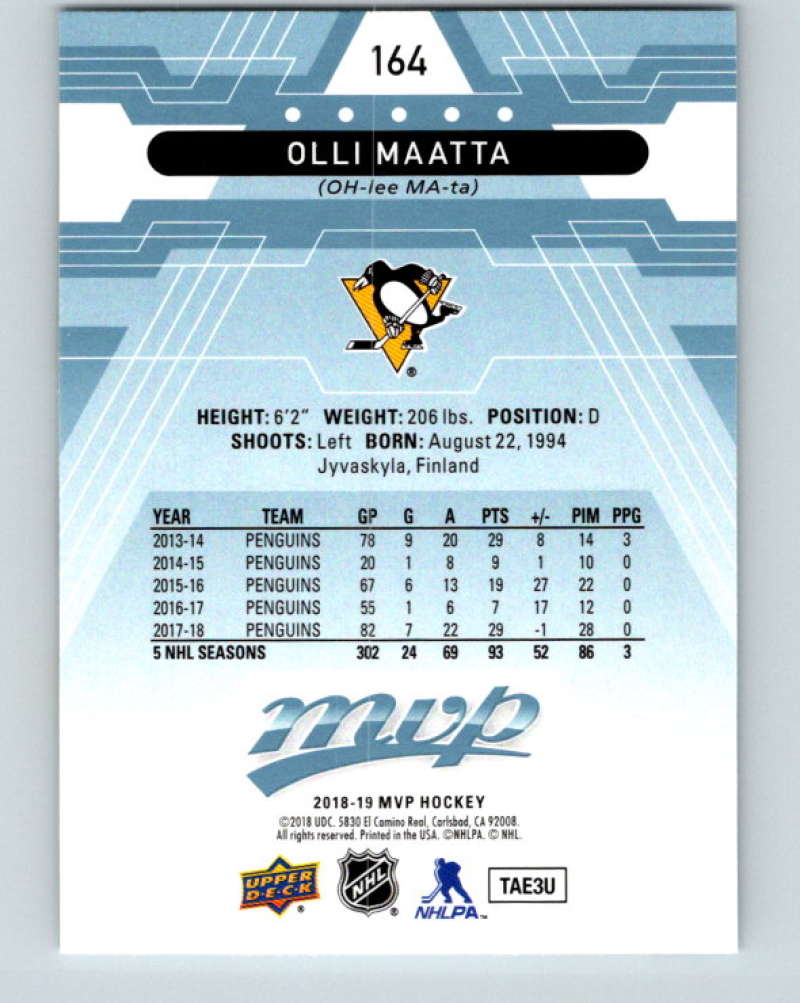 2018-19 Upper Deck MVP #164 Olli Maatta Mint Pittsburgh Penguins
