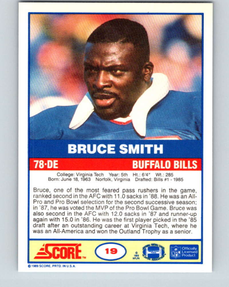 1989 Score #19 Bruce Smith Mint Buffalo Bills