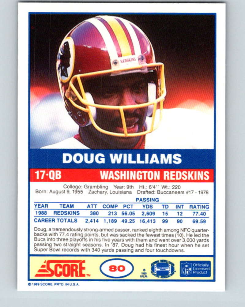 1989 Score #80 Doug Williams Mint Washington Redskins