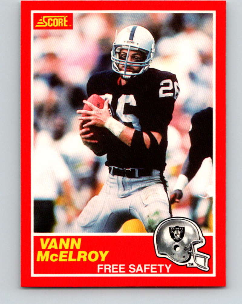 1989 Score #189 Vann McElroy Mint Los Angeles Raiders  Image 1