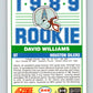 1989 Score #249 David Williams Mint RC Rookie Houston Oilers  Image 2