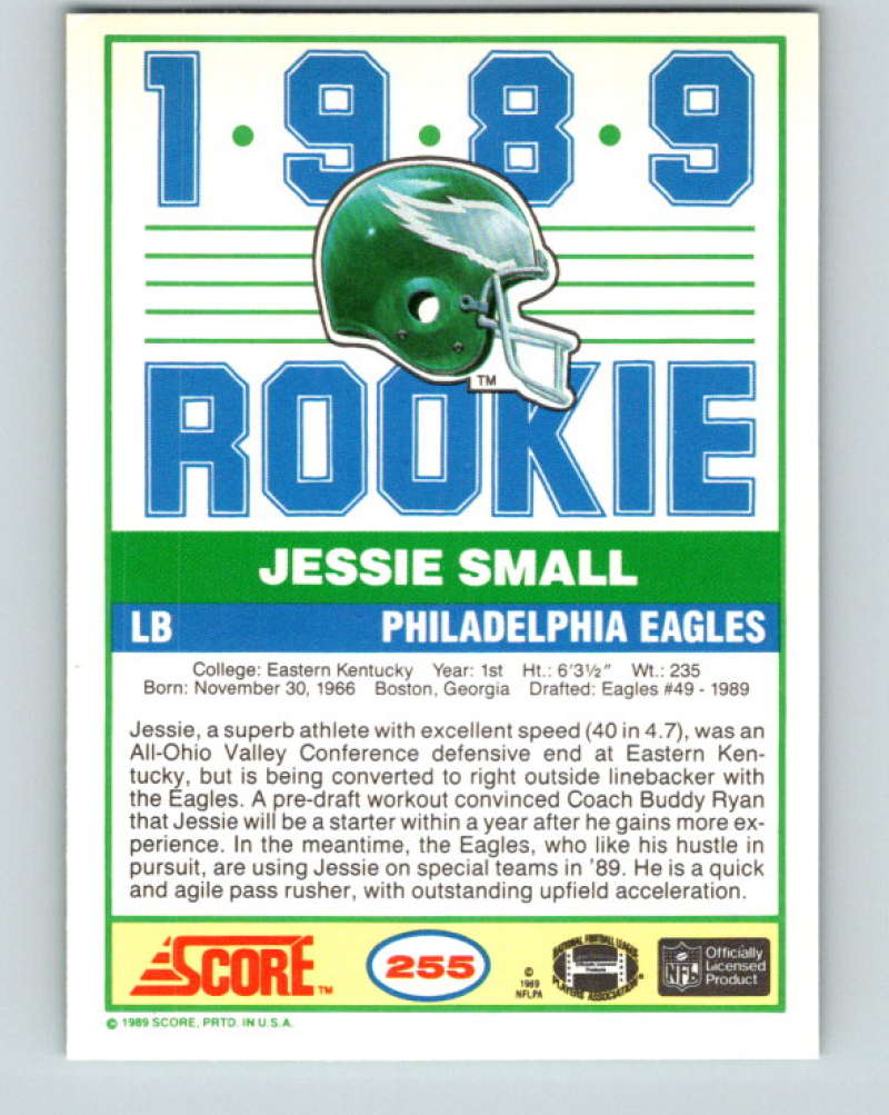 1989 Score #255 Jessie Small Mint RC Rookie Philadelphia Eagles