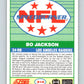 1989 Score #314 Bo Jackson SB Mint Los Angeles Raiders