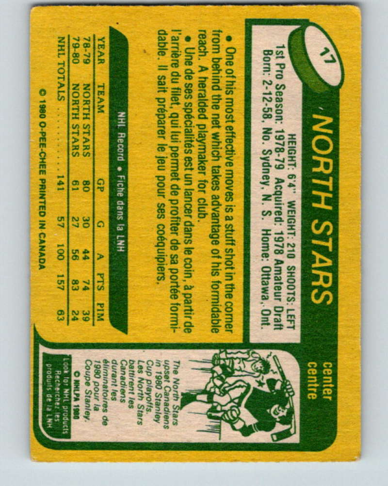 1980-81 O-Pee-Chee #17 Bobby Smith NHL Minnesota North Stars  7774 Image 2