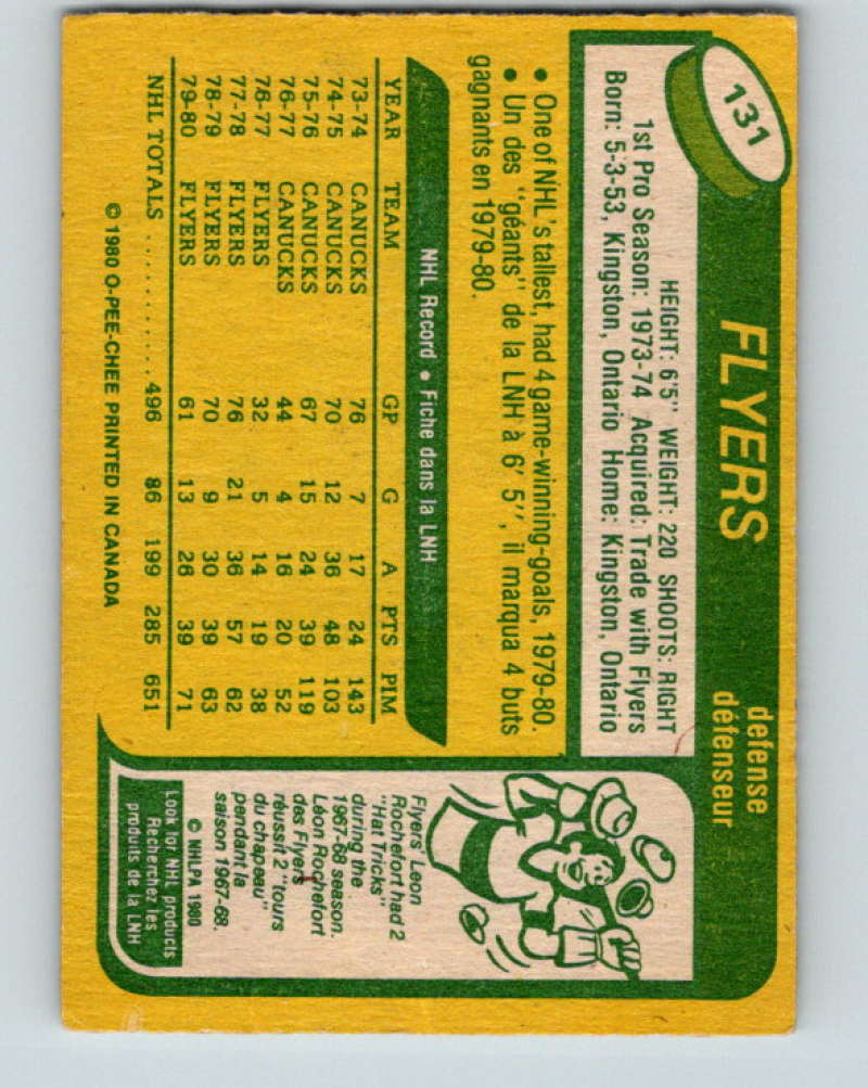 1980-81 O-Pee-Chee #131 Bob Dailey NHL Philadelphia Flyers  7888 Image 2