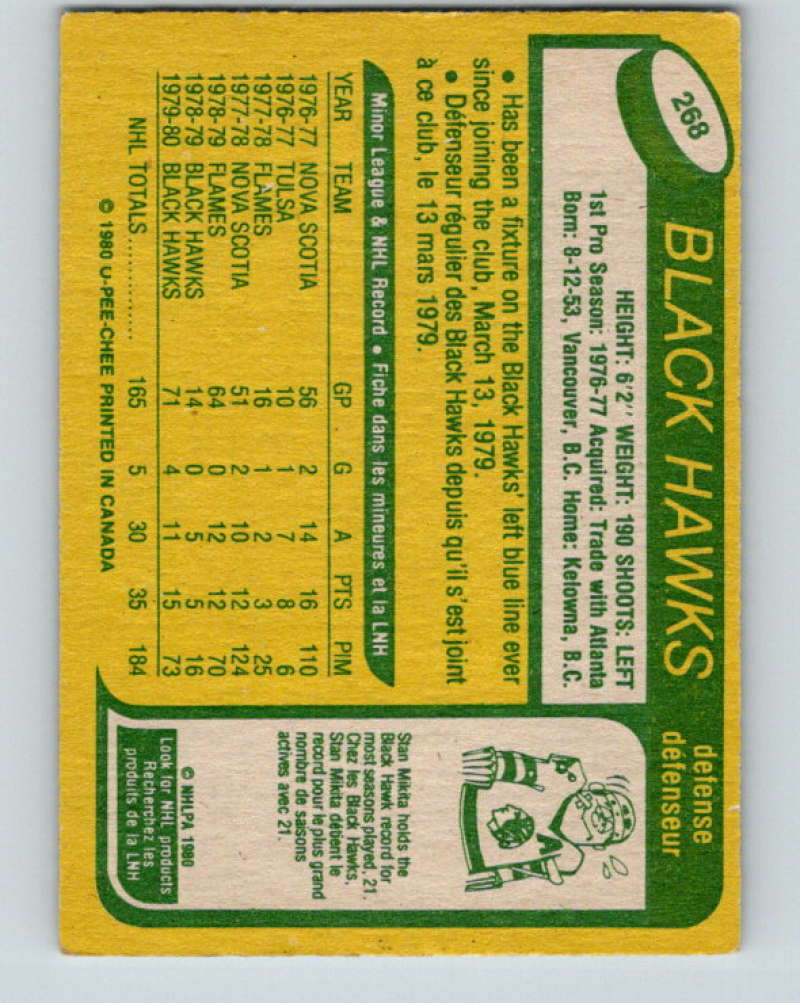 1980-81 O-Pee-Chee #268 Greg Fox NHL Chicago Blackhawks  8025 Image 2