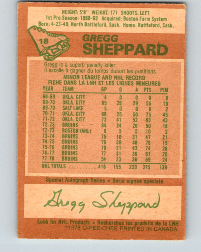 1978-79 O-Pee-Chee #18 Gregg Sheppard  Pittsburgh Penguins  8317 Image 2