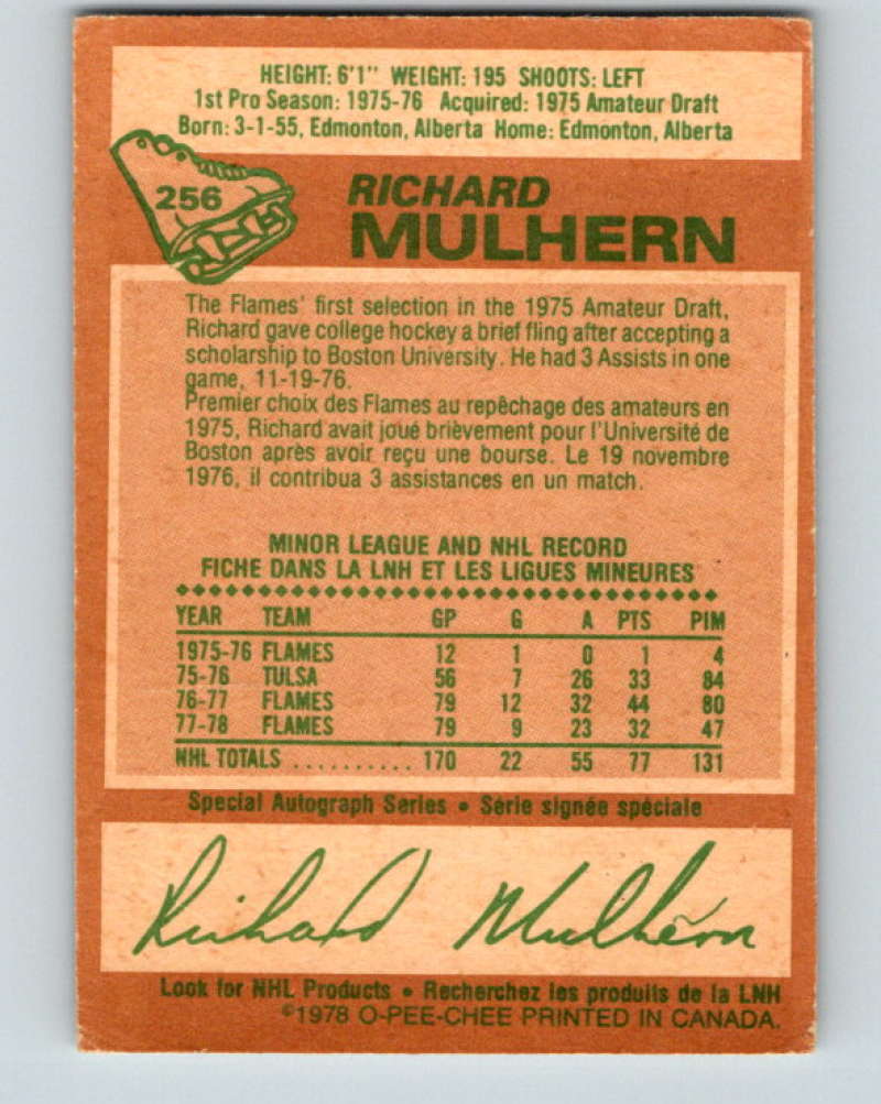 1978-79 O-Pee-Chee #256 Richard Mulhern  Atlanta Flames  8555 Image 2