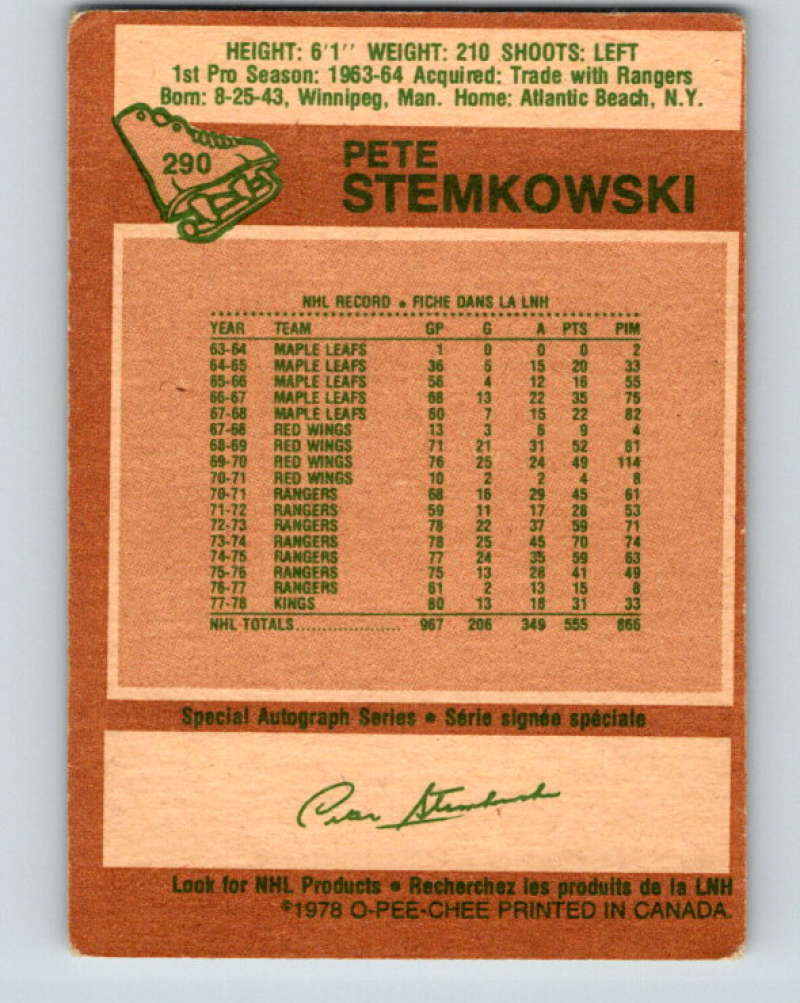 1978-79 O-Pee-Chee #290 Pete Stemkowski  Los Angeles Kings  8589 Image 2