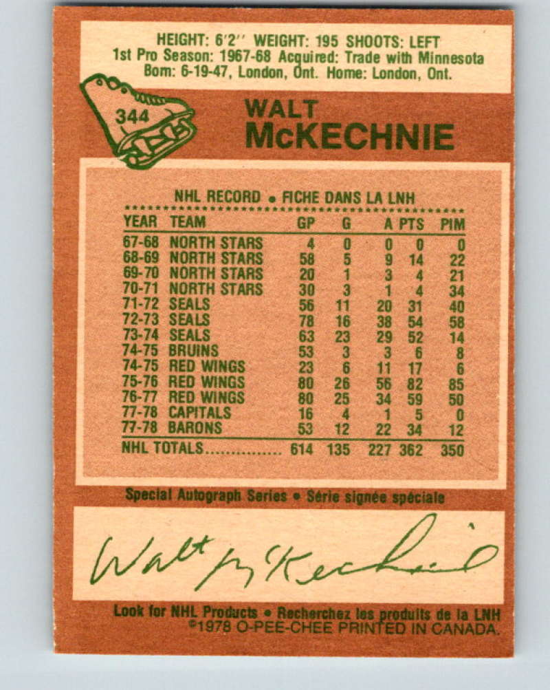 1978-79 O-Pee-Chee #344 Walt McKechnie  Toronto Maple Leafs  8643