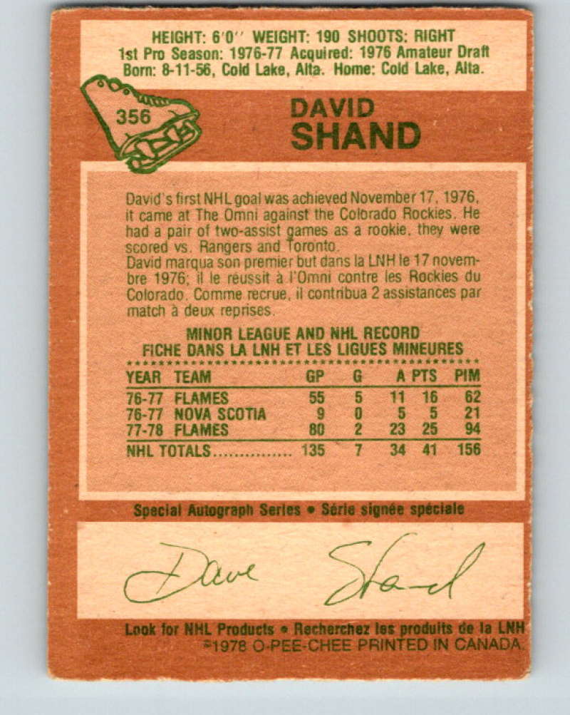 1978-79 O-Pee-Chee #356 David Shand  Atlanta Flames  8655