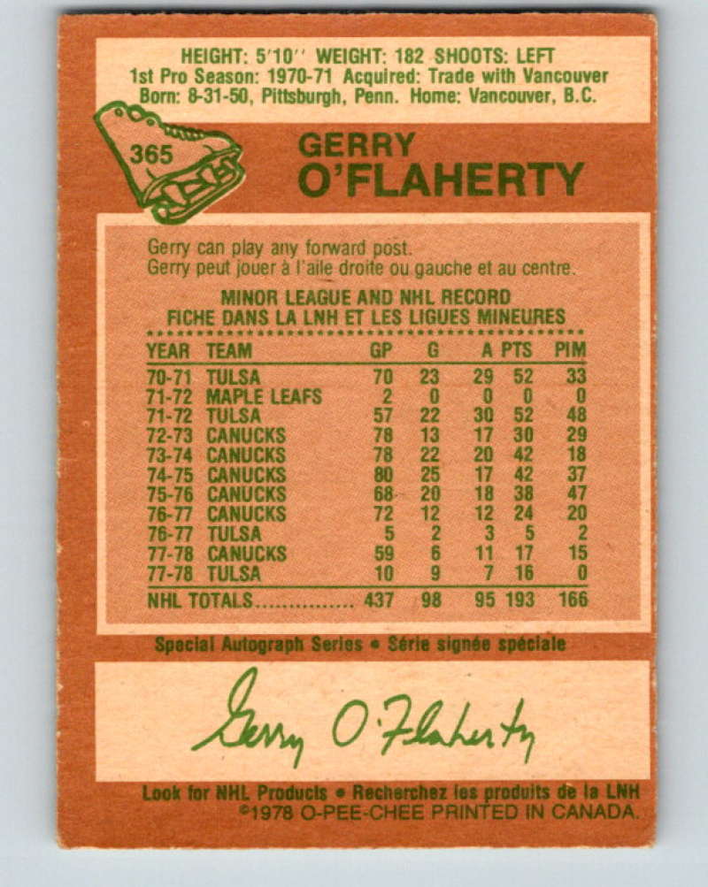 1978-79 O-Pee-Chee #365 Gerry O'Flaherty  Atlanta Flames  8664 Image 2