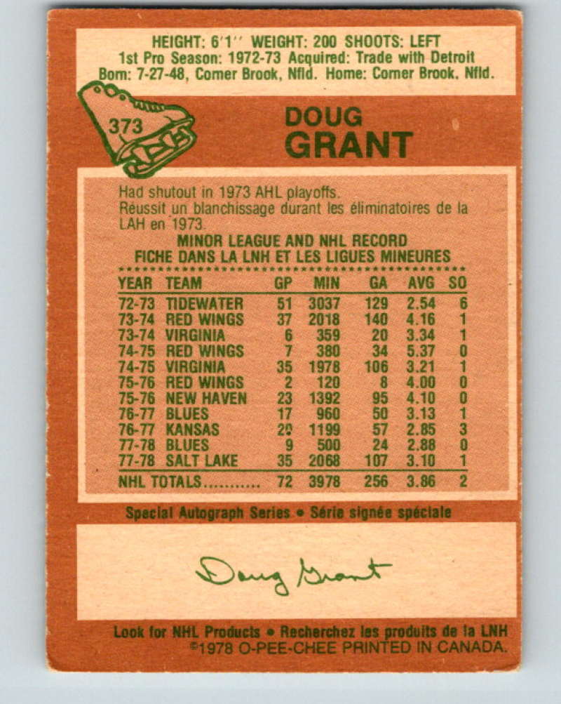 1978-79 O-Pee-Chee #373 Doug Grant  St. Louis Blues  8672
