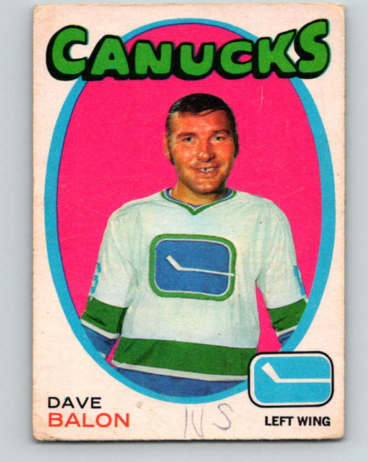 1971-72 O-Pee-Chee #229 Dave Balon  Vancouver Canucks  8924 Image 1