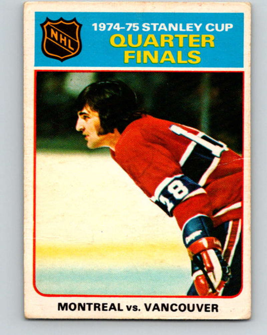 1975-76 O-Pee-Chee #5 Quarter Finals  Montreal Canadiens/Vancouver Canucks  9228 Image 1