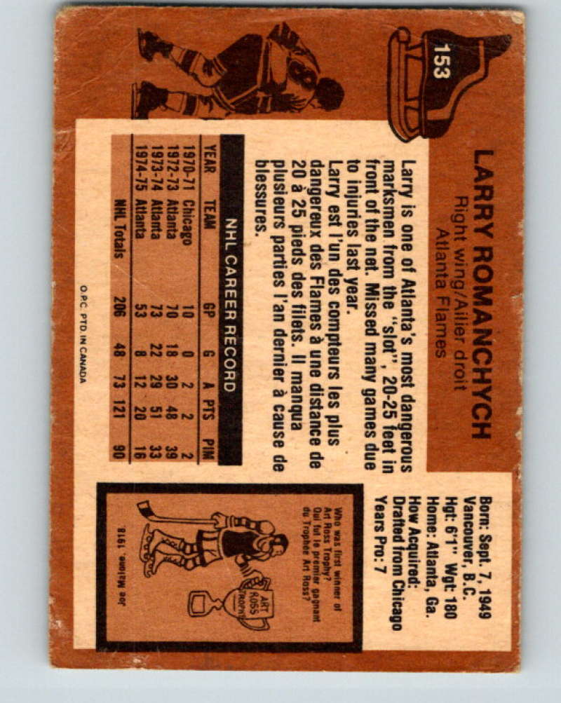 1975-76 O-Pee-Chee #154 Larry Carriere  Buffalo Sabres  9377