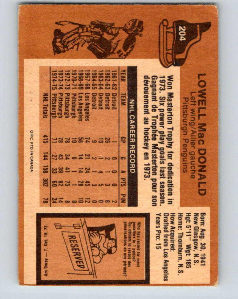 1975-76 O-Pee-Chee #205 Barclay Plager  St. Louis Blues  9428
