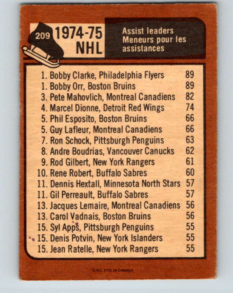 1975-76 O-Pee-Chee #210 Bobby Orr LL  Boston Bruins  9433
