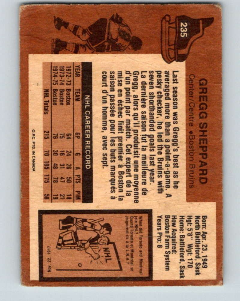 1975-76 O-Pee-Chee #236 Gary Bergman  Detroit Red Wings  9459