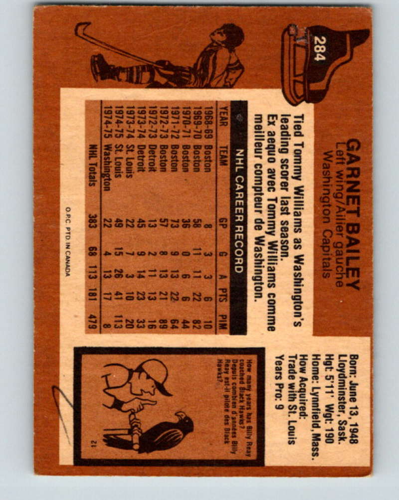 1975-76 O-Pee-Chee #284 Ace Bailey  Washington Capitals  9512