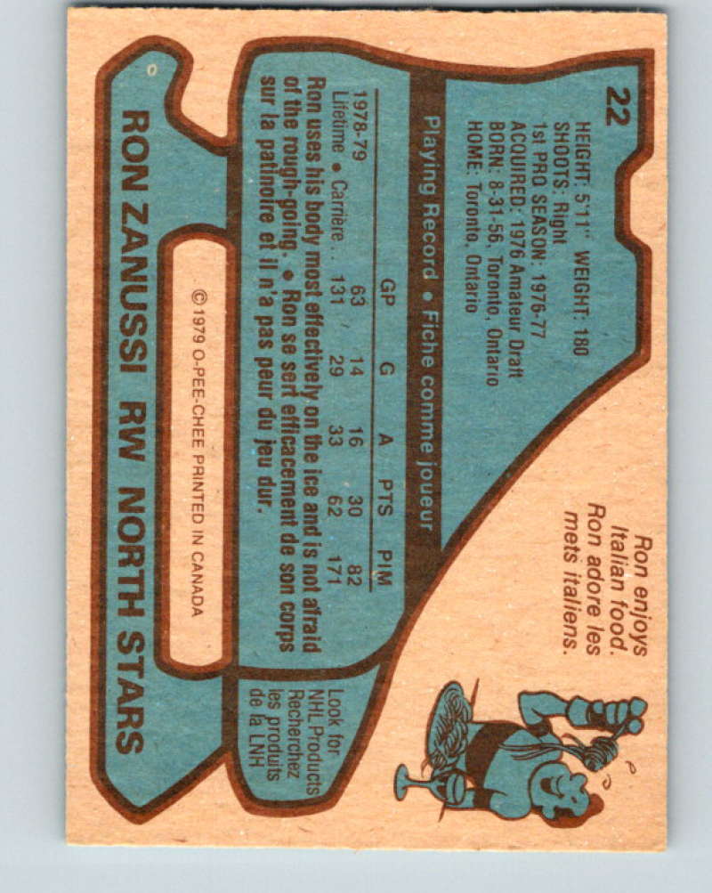 1979-80 O-Pee-Chee #22 Ron Zanussi NHL  North Stars 10162
