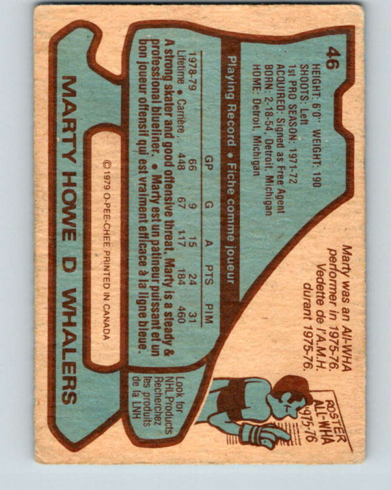 1979-80 O-Pee-Chee #46 Marty Howe NHL  Whalers 10193
