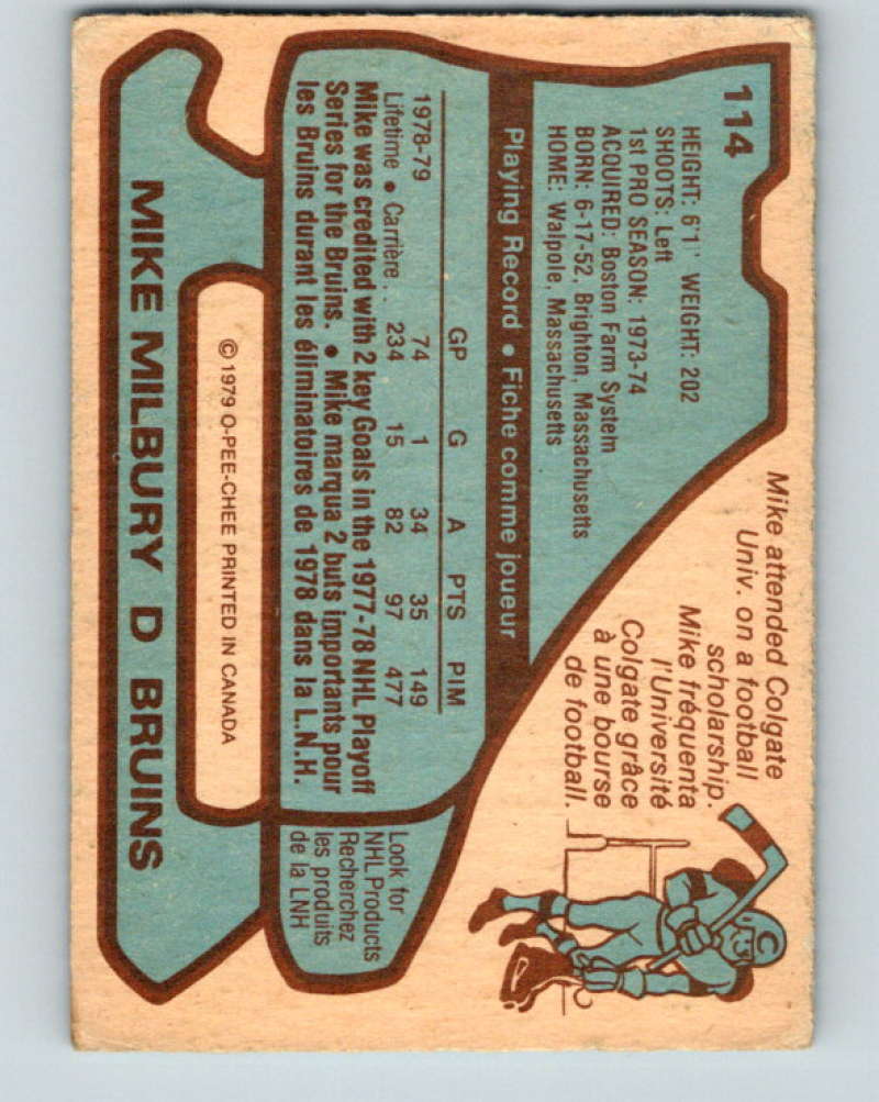 1979-80 O-Pee-Chee #114 Mike Milbury NHL  Bruins 10276