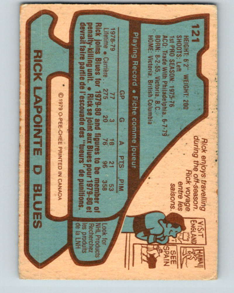 1979-80 O-Pee-Chee #121 Rick Lapointe NHL  Blues 10286