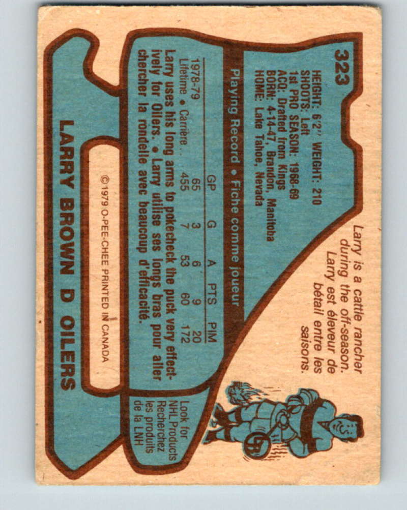 1979-80 O-Pee-Chee #323 Larry Brown NHL  Oilers 10562