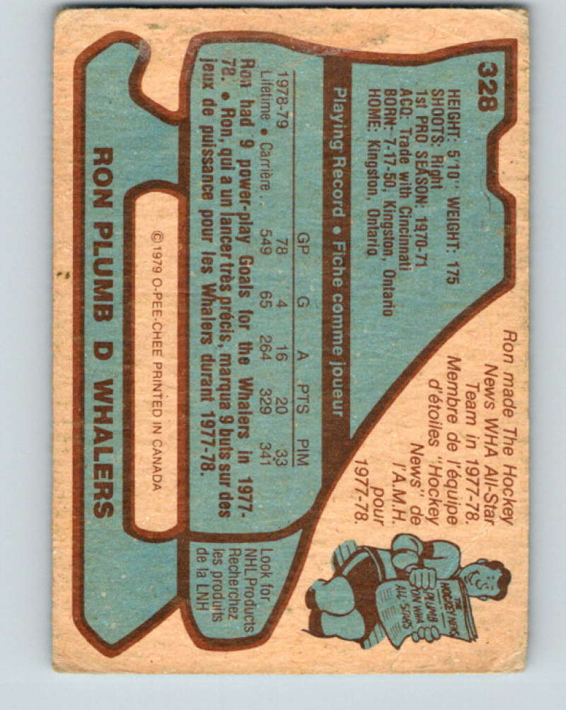 1979-80 O-Pee-Chee #328 Ron Plumb NHL  Whalers 10571