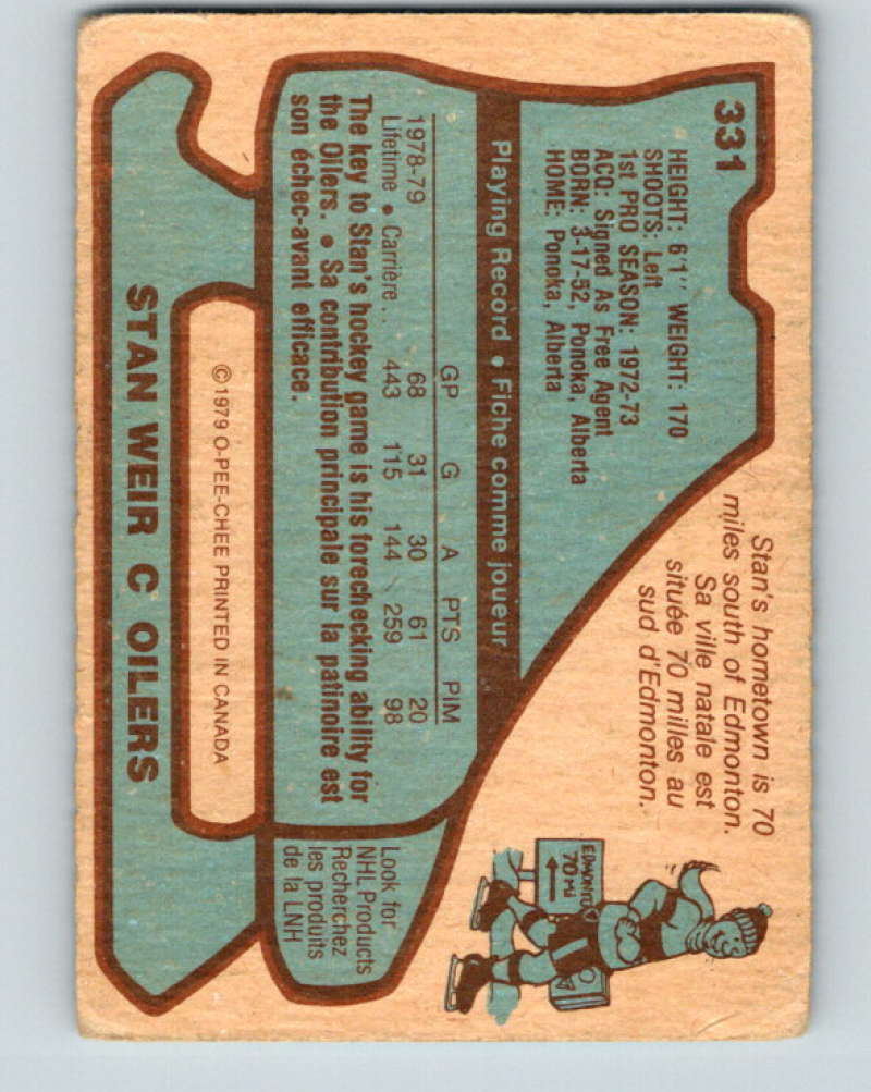 1979-80 O-Pee-Chee #331 Stan Weir NHL  Oilers 10575