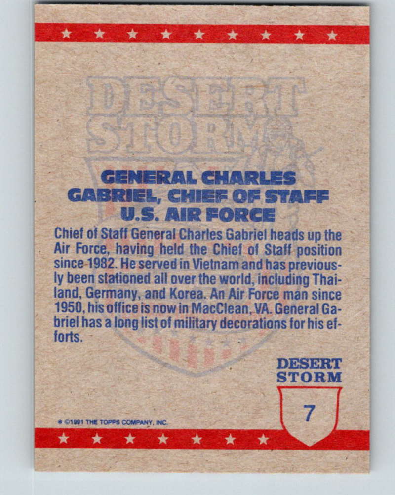 1991 Topps Desert Storm #7 Chief of Staff General Charles Gabriel Mint  Image 2