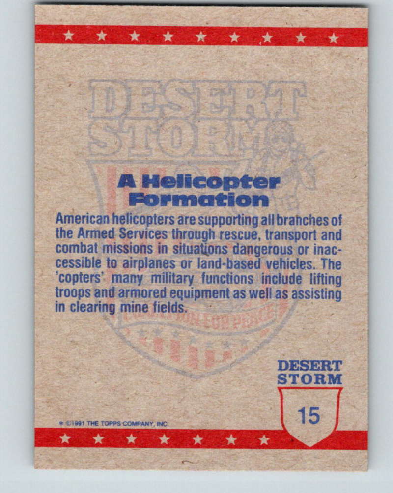 1991 Topps Desert Storm #15 Helicopter Formation Mint  Image 2