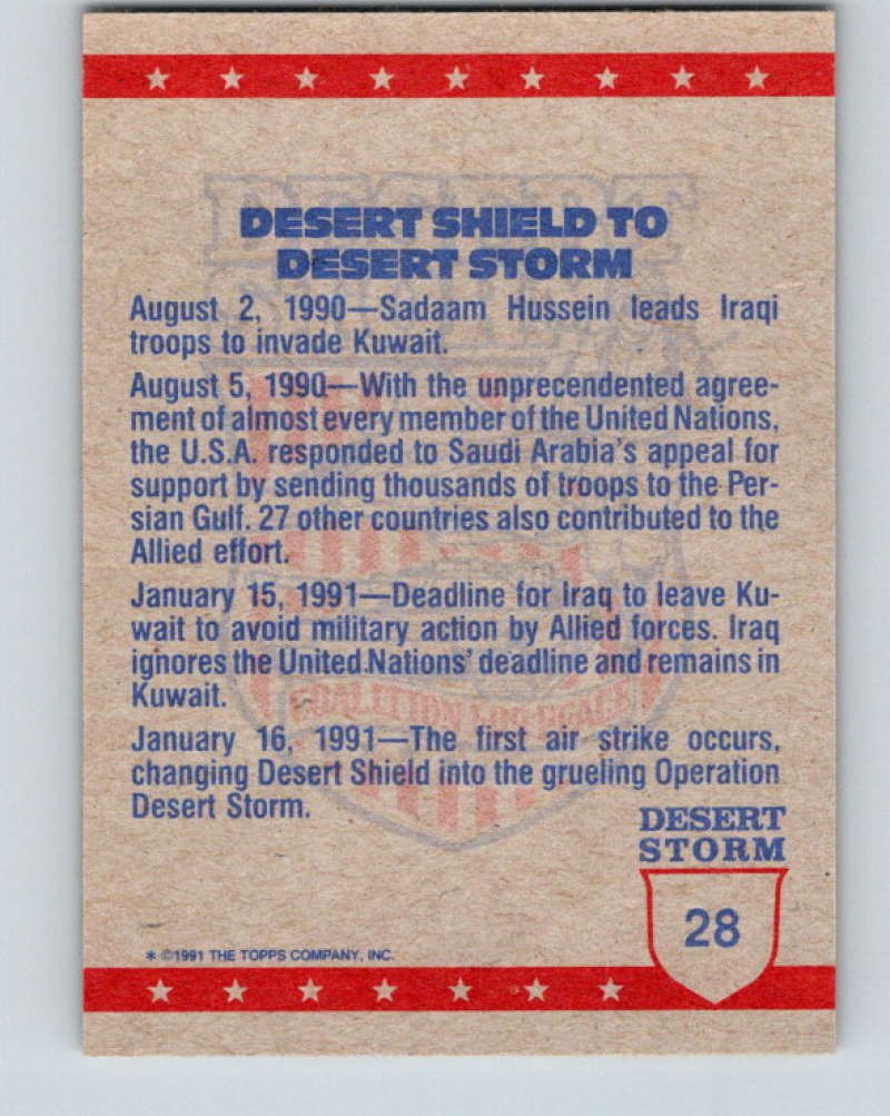 1991 Topps Desert Storm #28 Taking Off in an F-18 Mint  Image 2