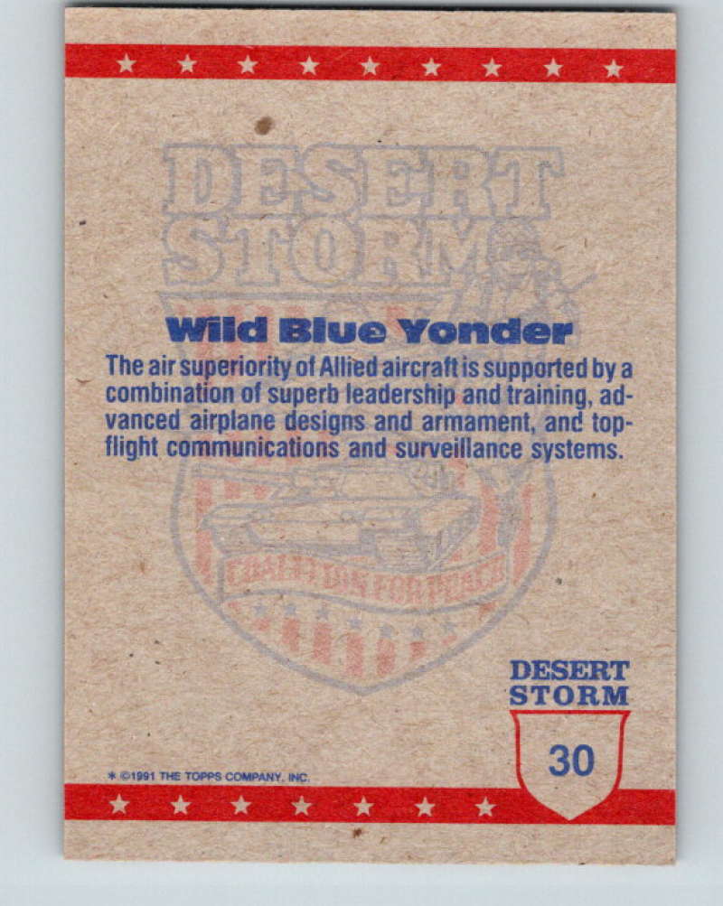 1991 Topps Desert Storm #30 Wild Blue Yonder Mint  Image 2