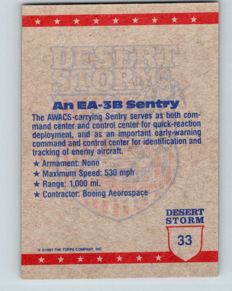 1991 Topps Desert Storm #33 The Sentry - An E3A Mint  Image 2