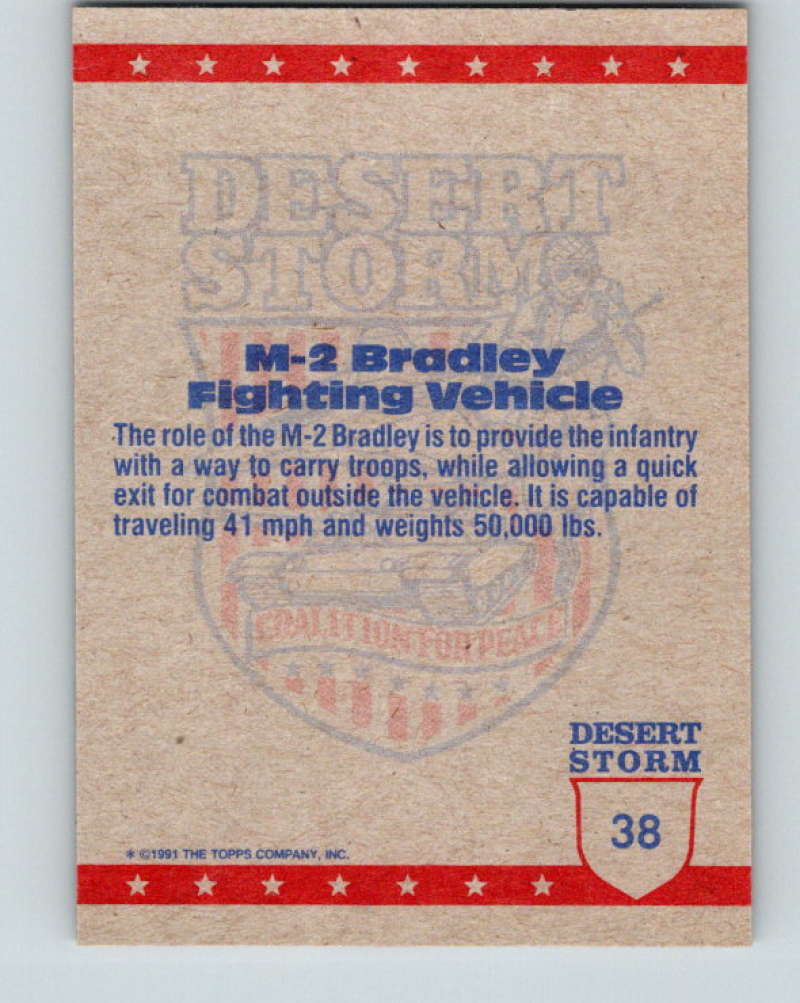 1991 Topps Desert Storm #38 M-2 Bradley Tank Mint  Image 2