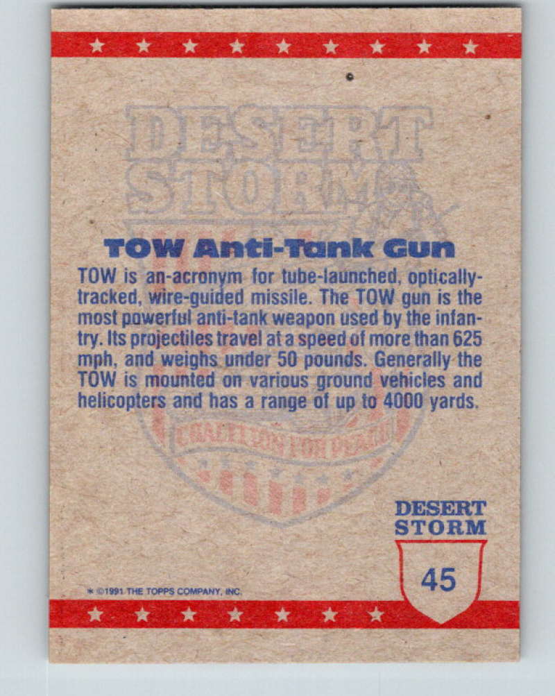 1991 Topps Desert Storm #45 TOW Anti-Tank Gun Mint  Image 2