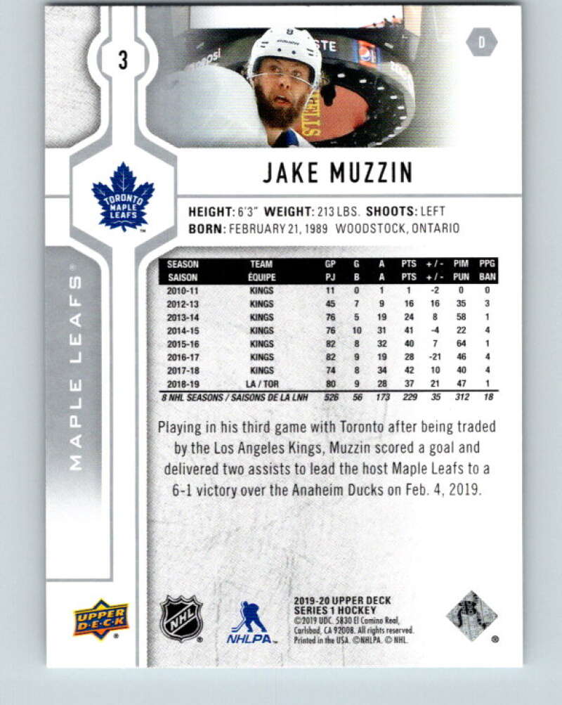 2019-20 Upper Deck #3 Jake Muzzin Mint Toronto Maple Leafs