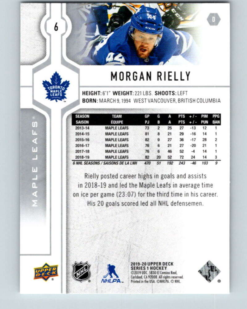 2019-20 Upper Deck #6 Morgan Rielly Mint Toronto Maple Leafs