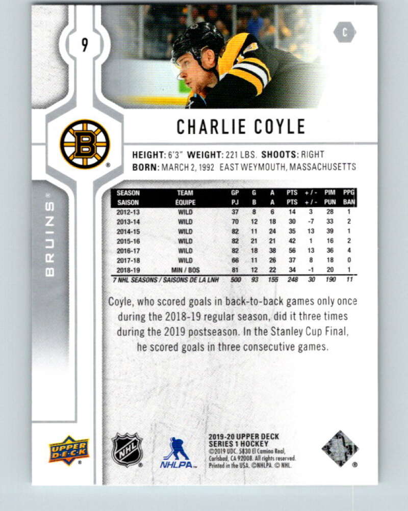 2019-20 Upper Deck #9 Charlie Coyle Mint Boston Bruins