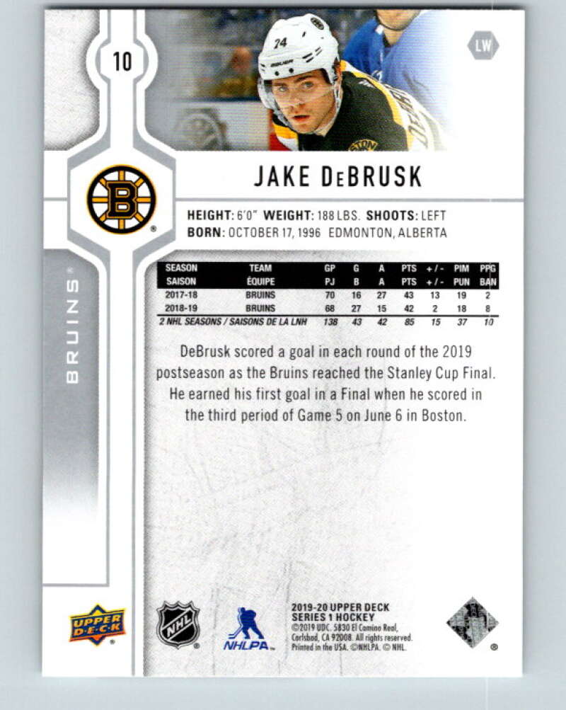 2019-20 Upper Deck #10 Jake DeBrusk Mint Boston Bruins